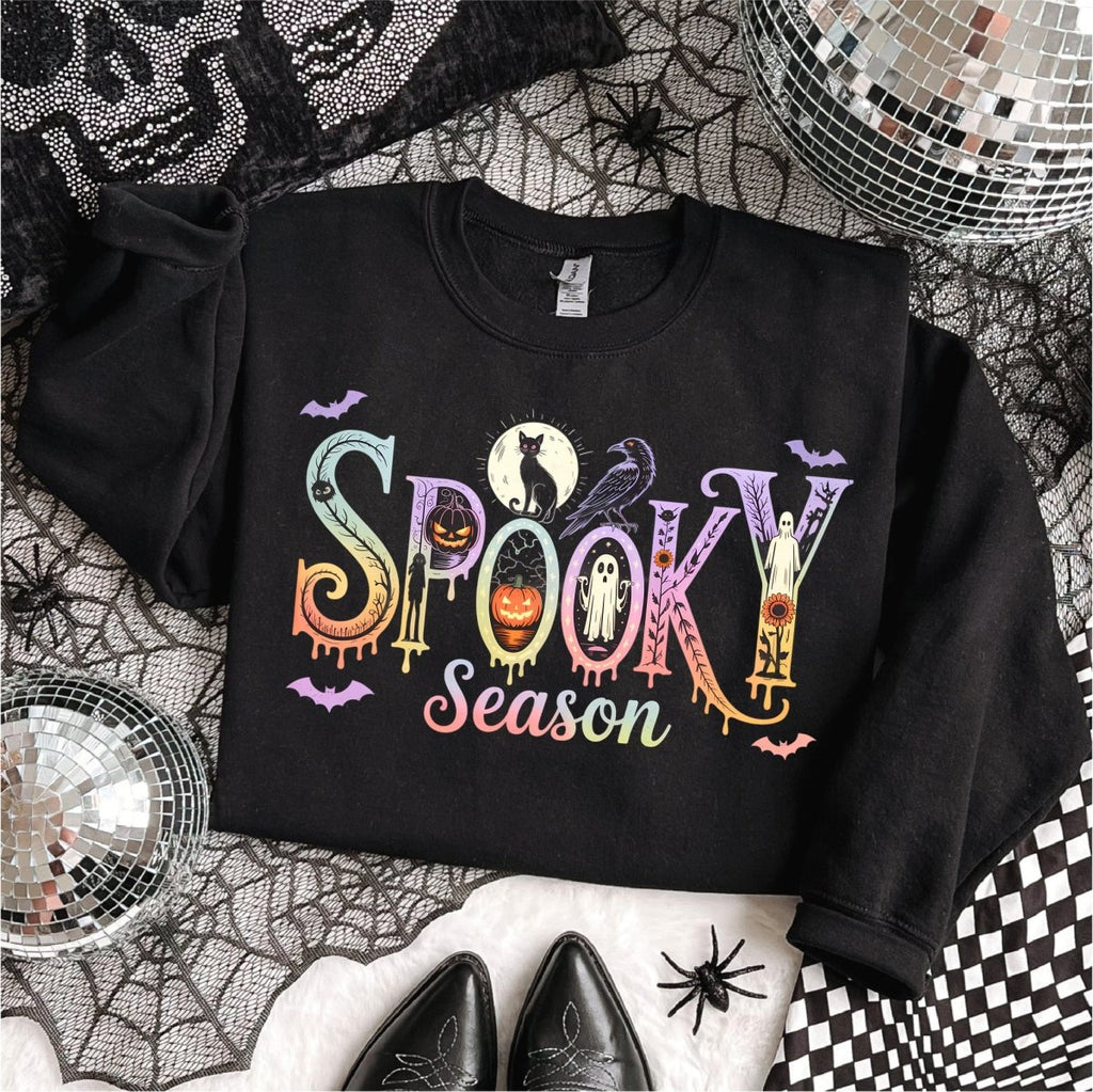 Spooky Season with Pumpkins, Cat and Raven Halloween DTF Transfer - PrintPony