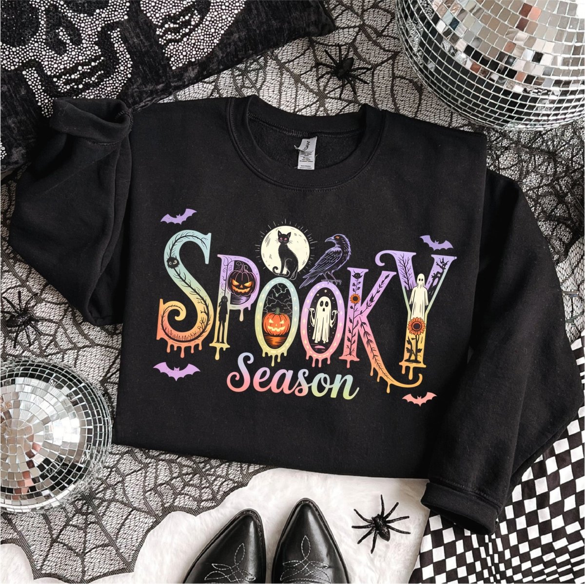 Spooky Season with Pumpkins, Cat and Raven Halloween DTF Transfer - PrintPony™