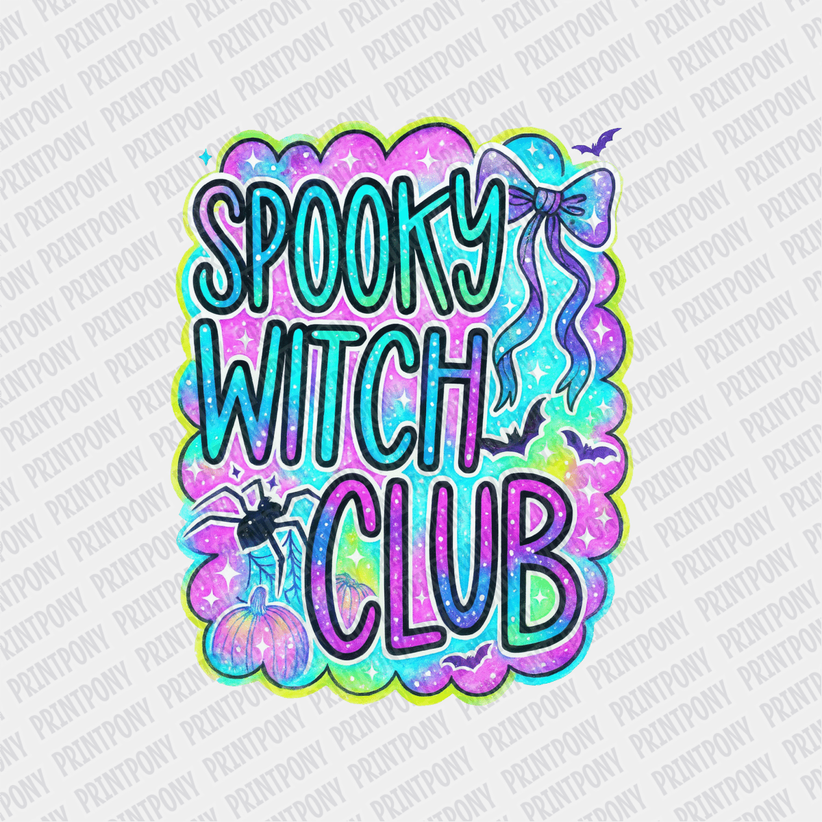 Spooky Witch Club Iridescent DTF Transfer - PrintPony