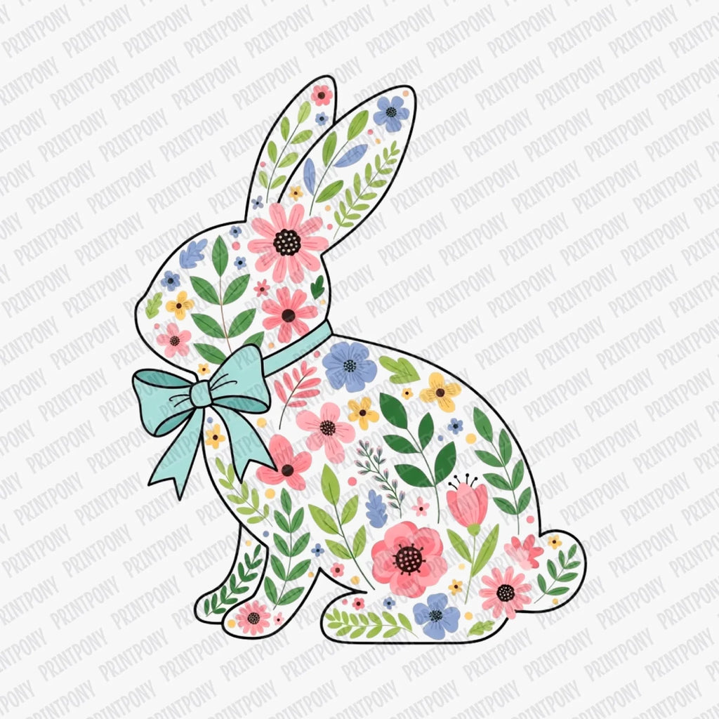 Spring Coquette Floral Bunny DTF Transfer - PrintPony