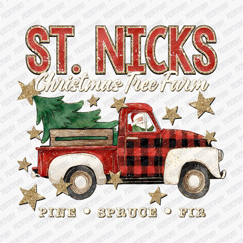 St. Nick's Christmas Tree Farm DTF transfer - PrintPony