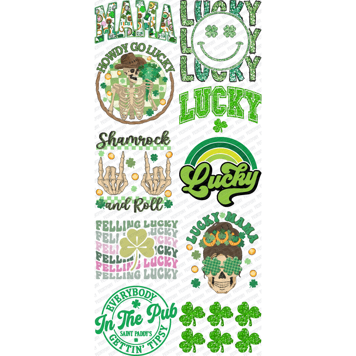 St. Patrick's Day Premade DTF Gang Sheet (22.5" x 48") - PrintPony