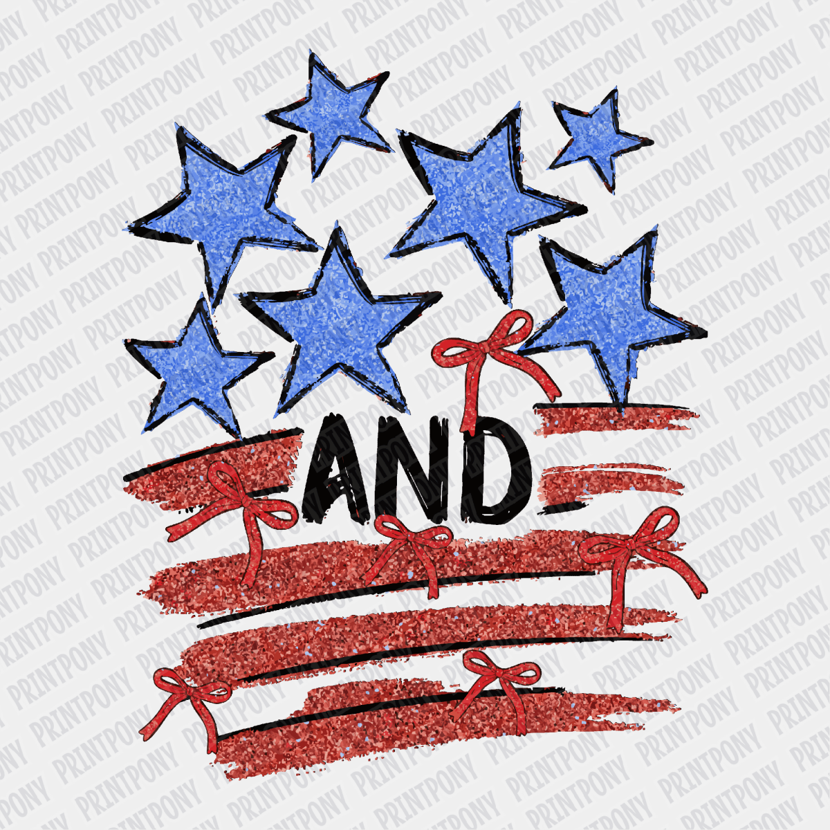Stars and Stripes faux glitter - DTF Transfer - PrintPony