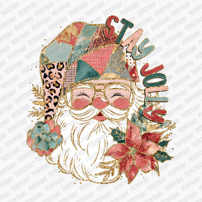 Stay Jolly Patchwork Santa DTF transfer - PrintPony