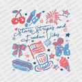 Stripes, Stars, and Freedom Vibes Patriotic DTF transfer - PrintPony