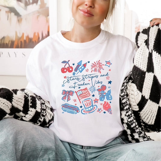 Stripes, Stars, and Freedom Vibes Patriotic DTF transfer - PrintPony