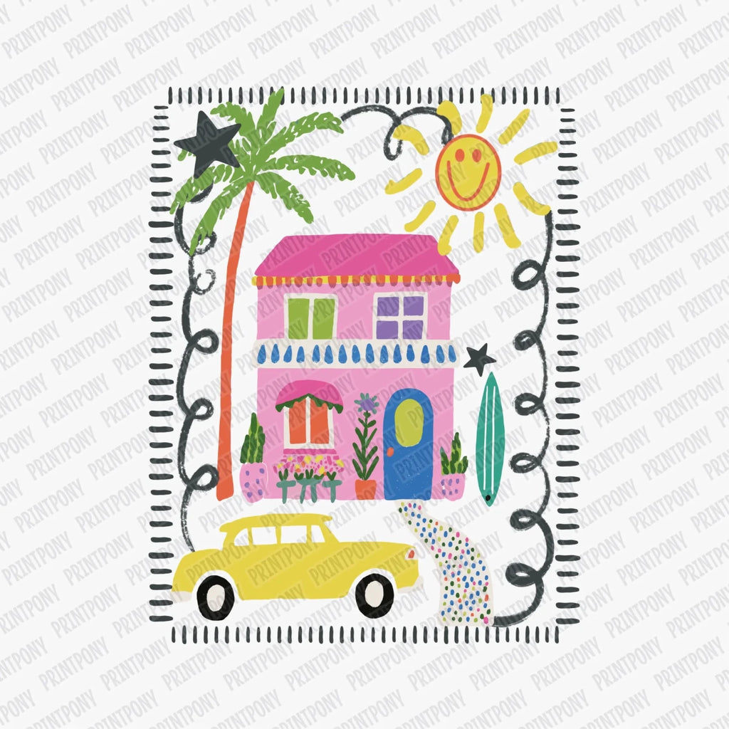 Summer Beach House DTF Transfer - PrintPony
