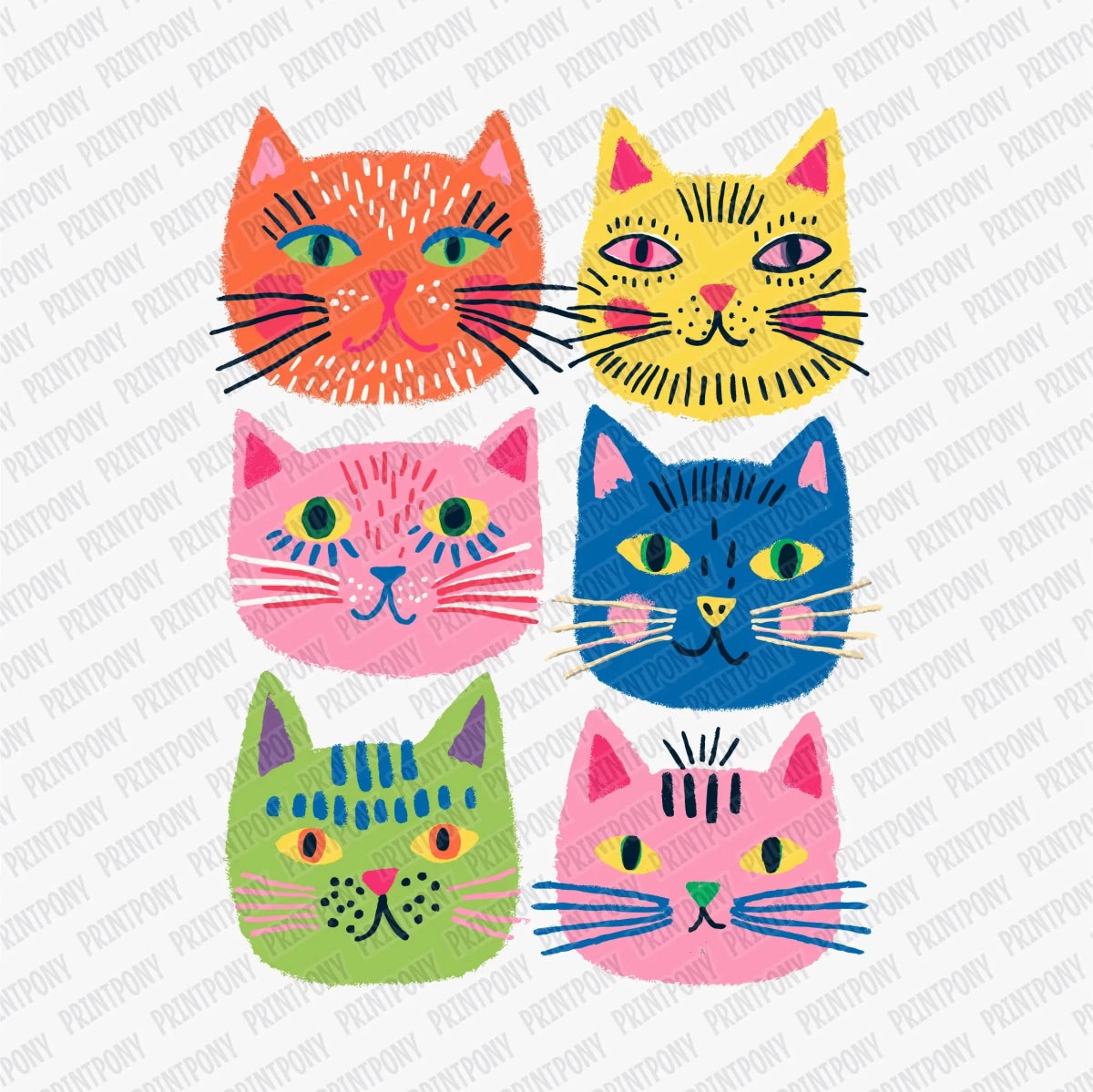 Summer Cat Collage DTF Transfer - PrintPony