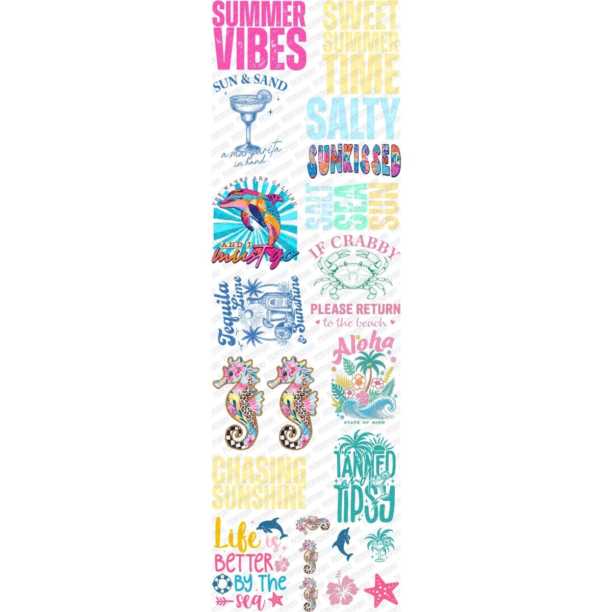 Summertime Premade DTF Gang Sheet (22.5" x 72") - PrintPony