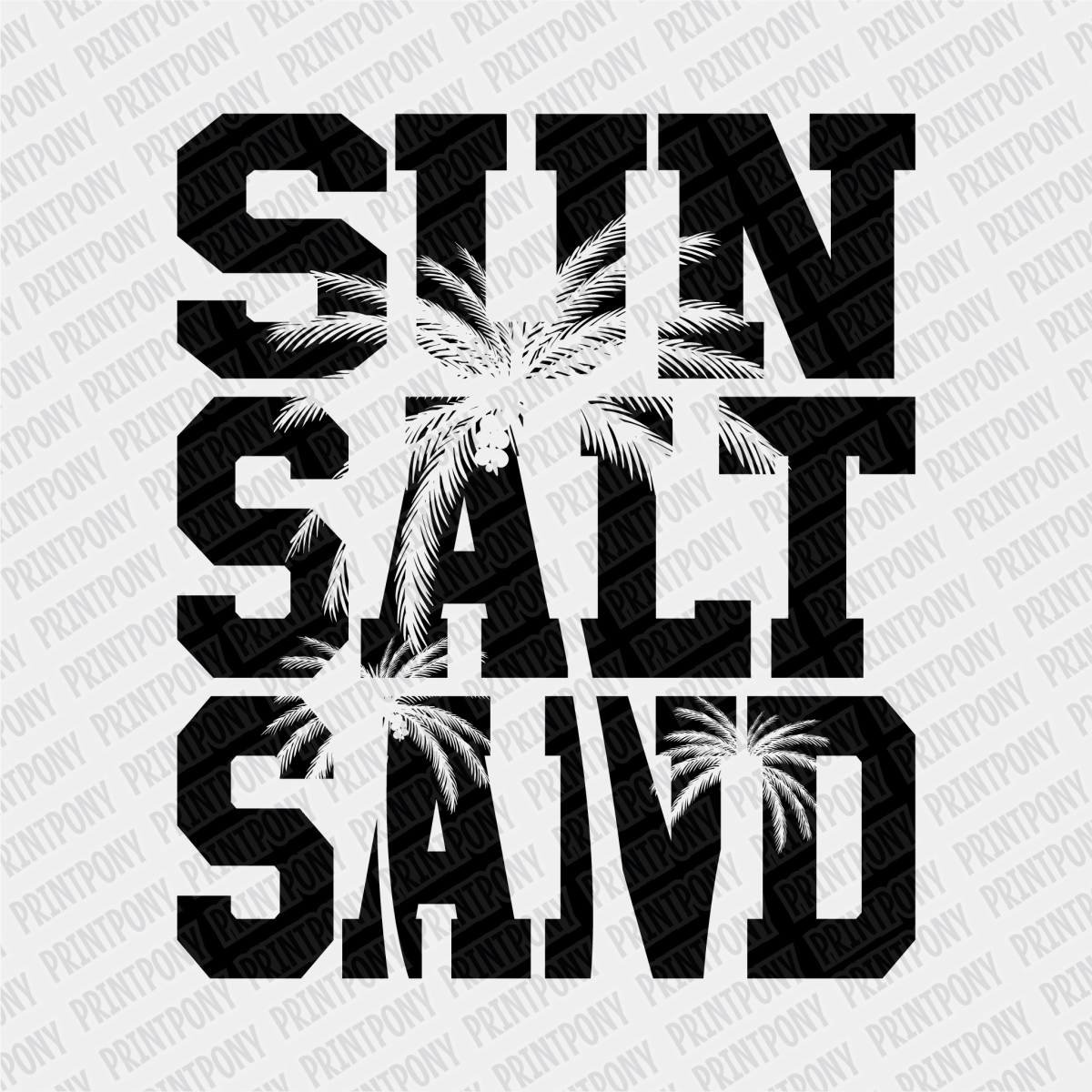 Sun, Salt, Sand Black - DTF transfer - PrintPony