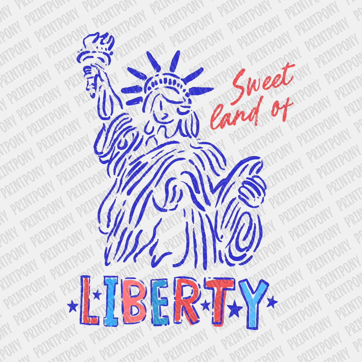 Sweet Land of Liberty Patriotic DTF transfer - PrintPony