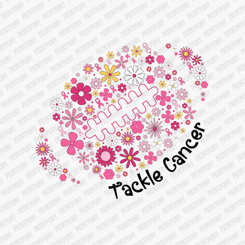 Tackle Cancer Floral Football DTF transfer - PrintPony™
