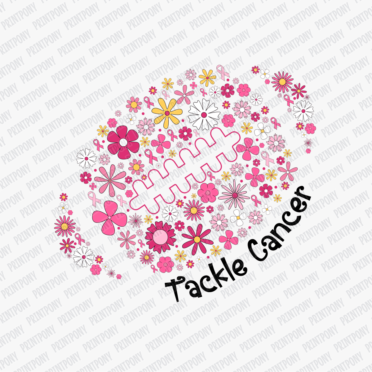 Tackle Cancer Floral Football DTF transfer - PrintPony™