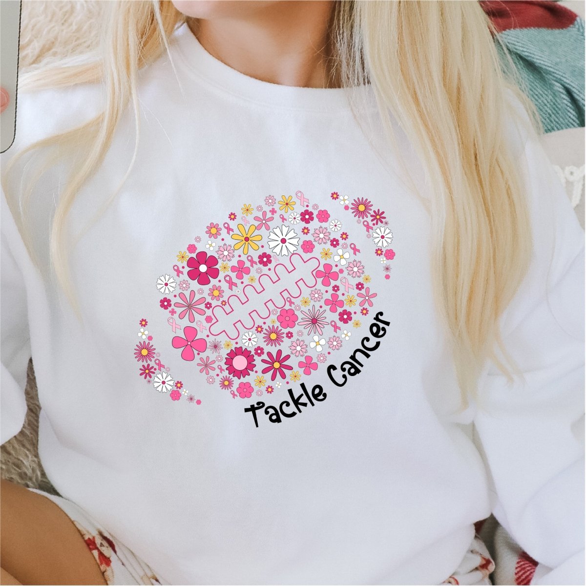Tackle Cancer Floral Football DTF transfer - PrintPony™