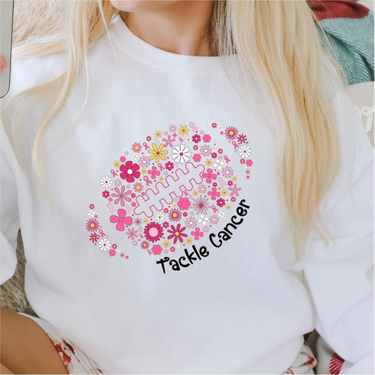 Tackle Cancer Floral Football DTF transfer - PrintPony™