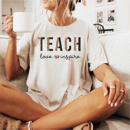 Teach, Love, Inspire (Leopard Print) - DTF Transfer - PrintPony®