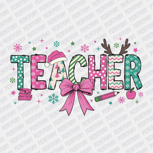 Teacher Coquette Ribbon DTF transfer - Print Pony‚Ñ¢