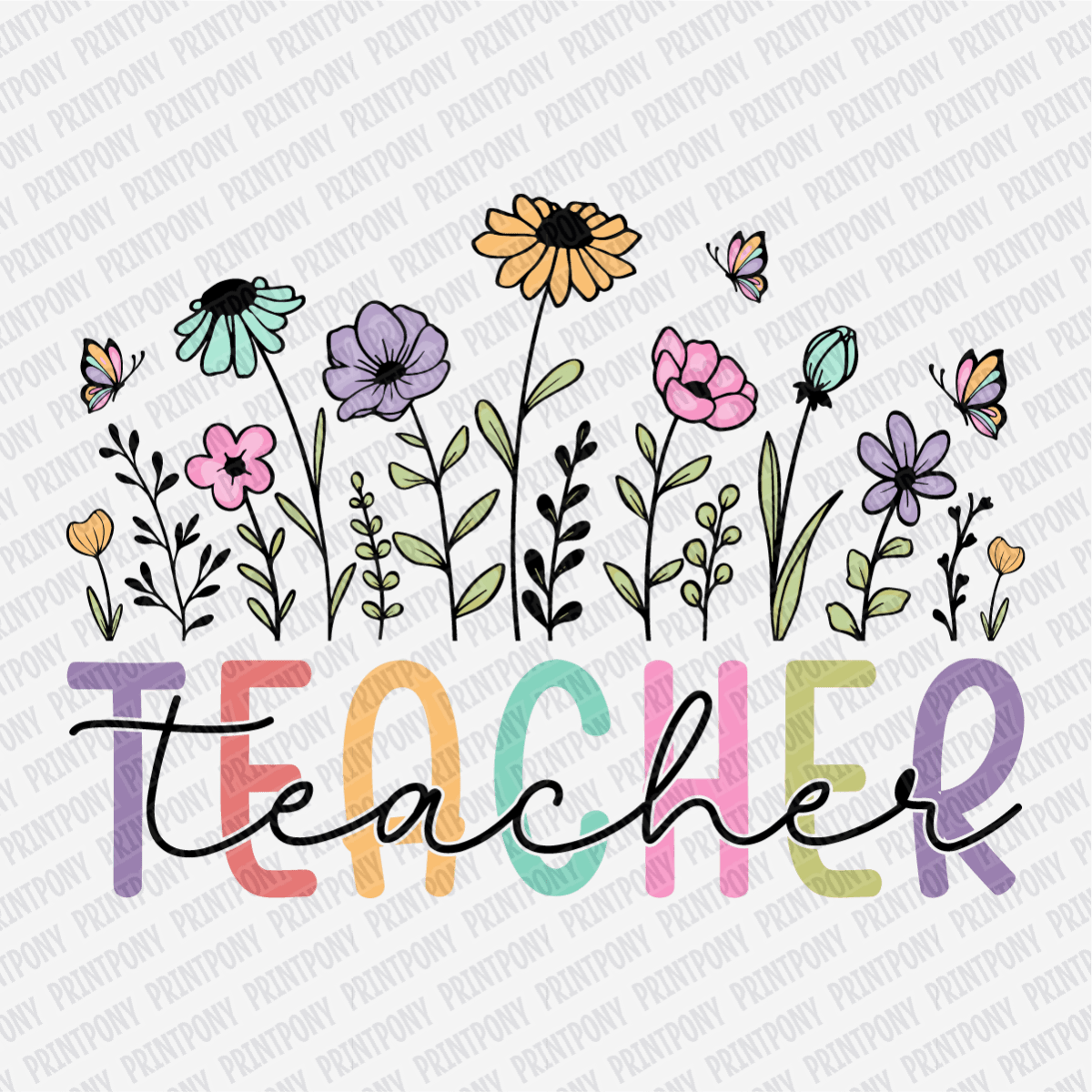 Teacher Floral Coquette - DTF Transfer - PrintPony