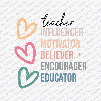 Teacher Influencer Motivator Believer DTF Transfer - PrintPony™