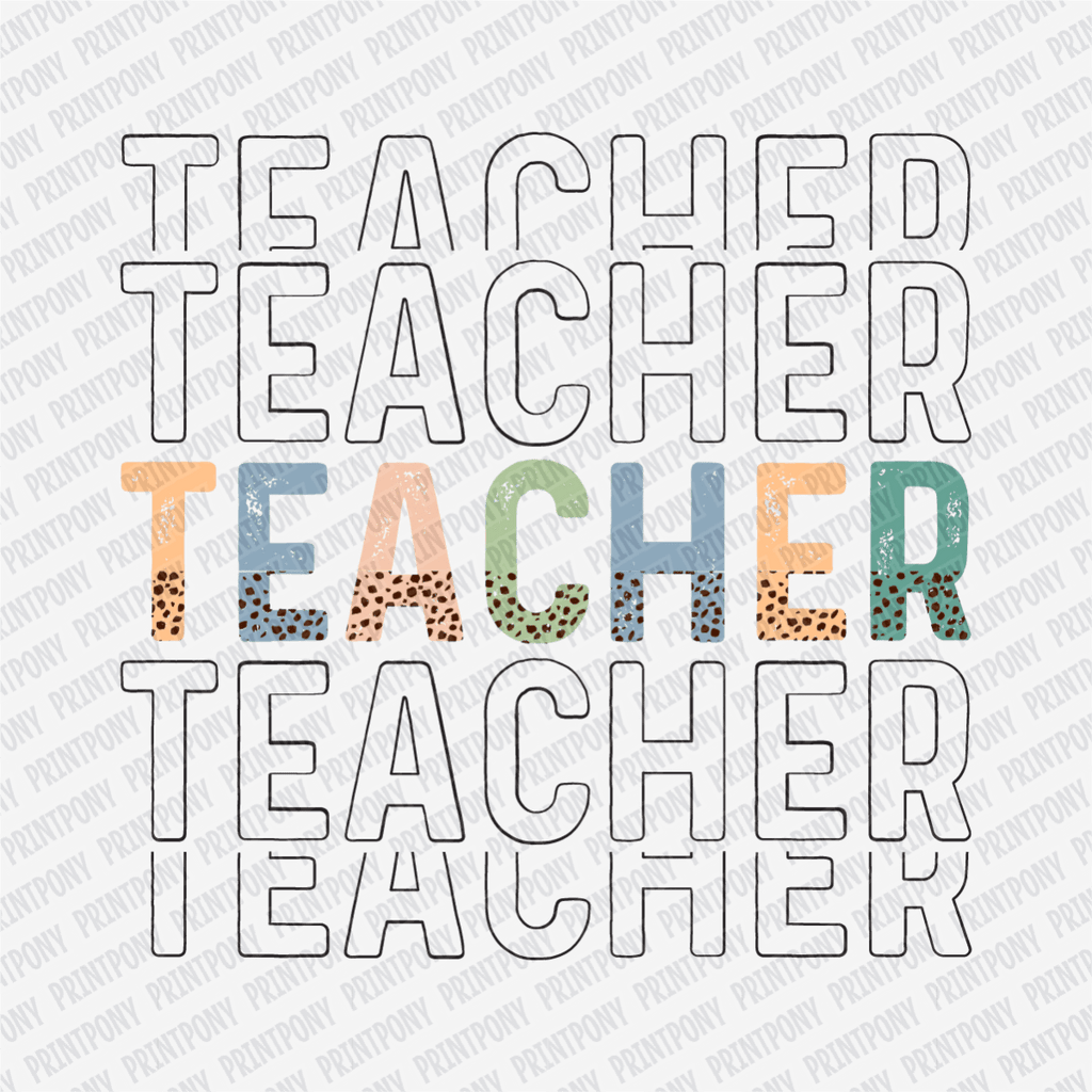Teacher (Leopard Text) DTF Transfer - PrintPony