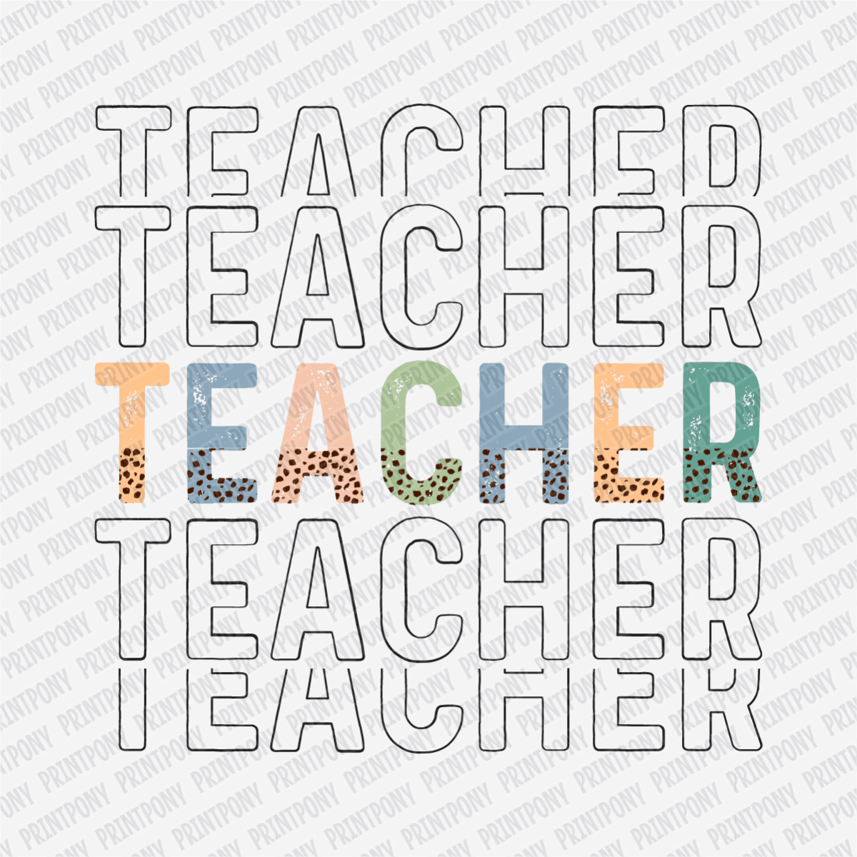 Teacher (Leopard Text) DTF Transfer - PrintPony