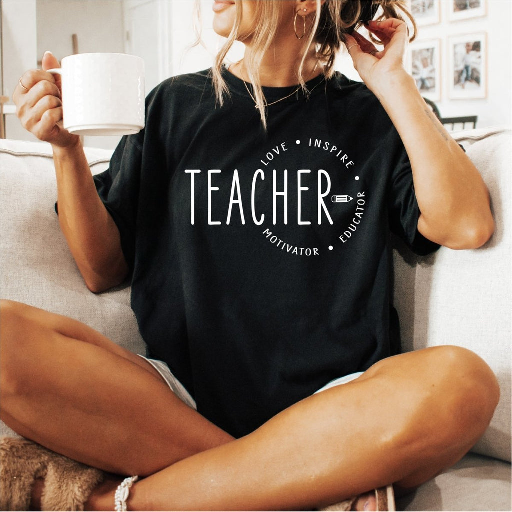 Teacher, Motivator, Educator (White) - DTF Transfer - PrintPony