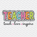 Teacher (Polka Dotted Dalmatian Text) - DTF Transfer - PrintPony