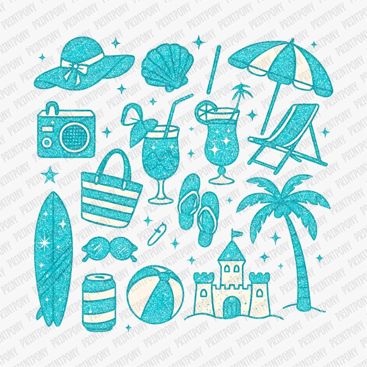 Teal Summer Coquette DTF transfer - PrintPony