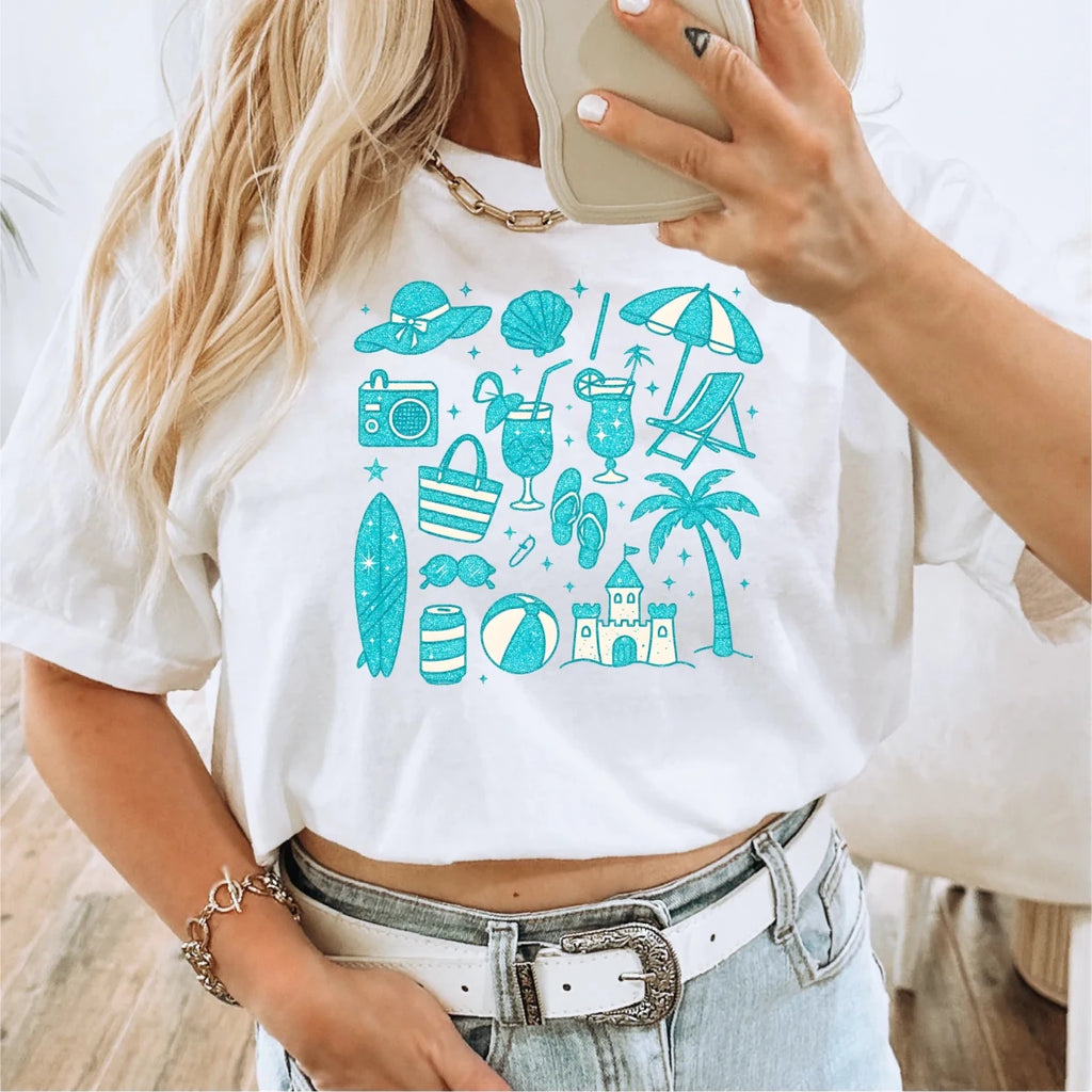 Teal Summer Coquette DTF transfer - PrintPony