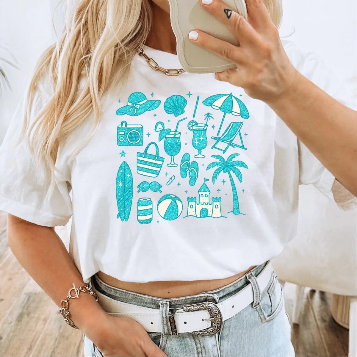 Teal Summer Coquette DTF transfer - PrintPony