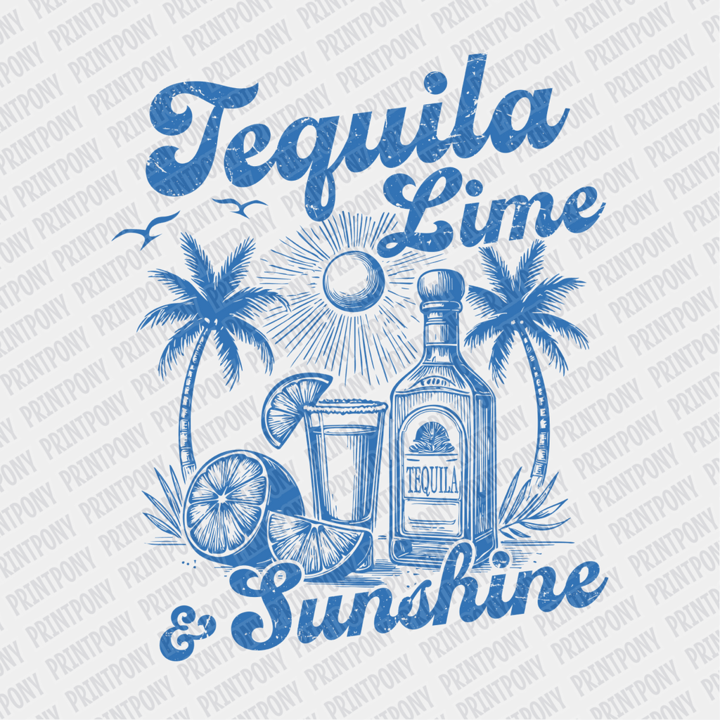 Tequila Lime & Sunshine Blue DTF transfer - PrintPony