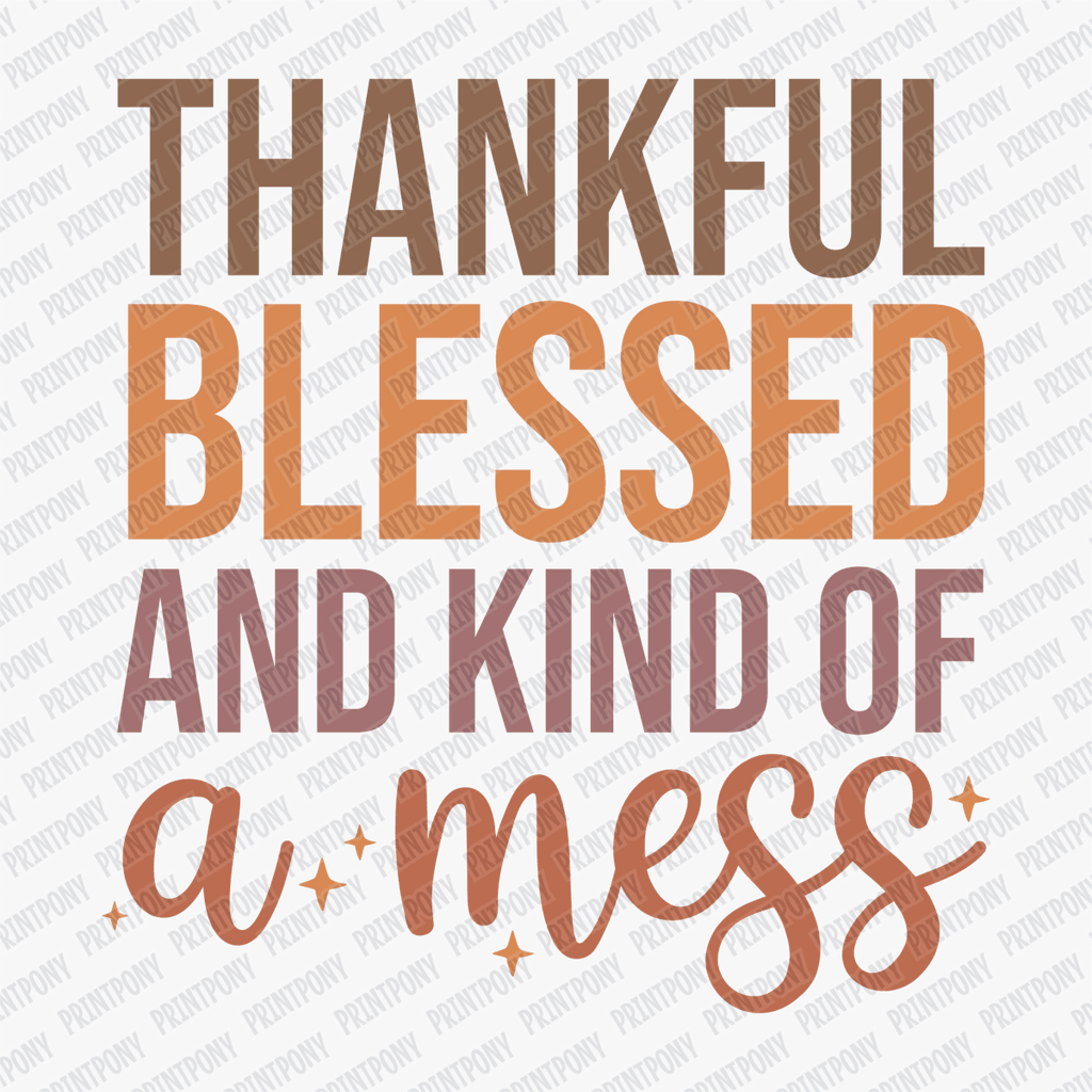 Thankful, Blessed, and Kind of a Mess DTF Transfer - PrintPony™