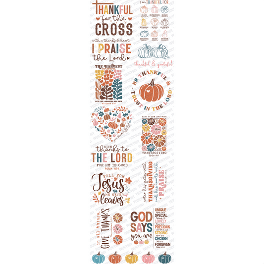 Thankful, Christian Themed Premade DTF Gang Sheet (22.5" x 72") - PrintPony™