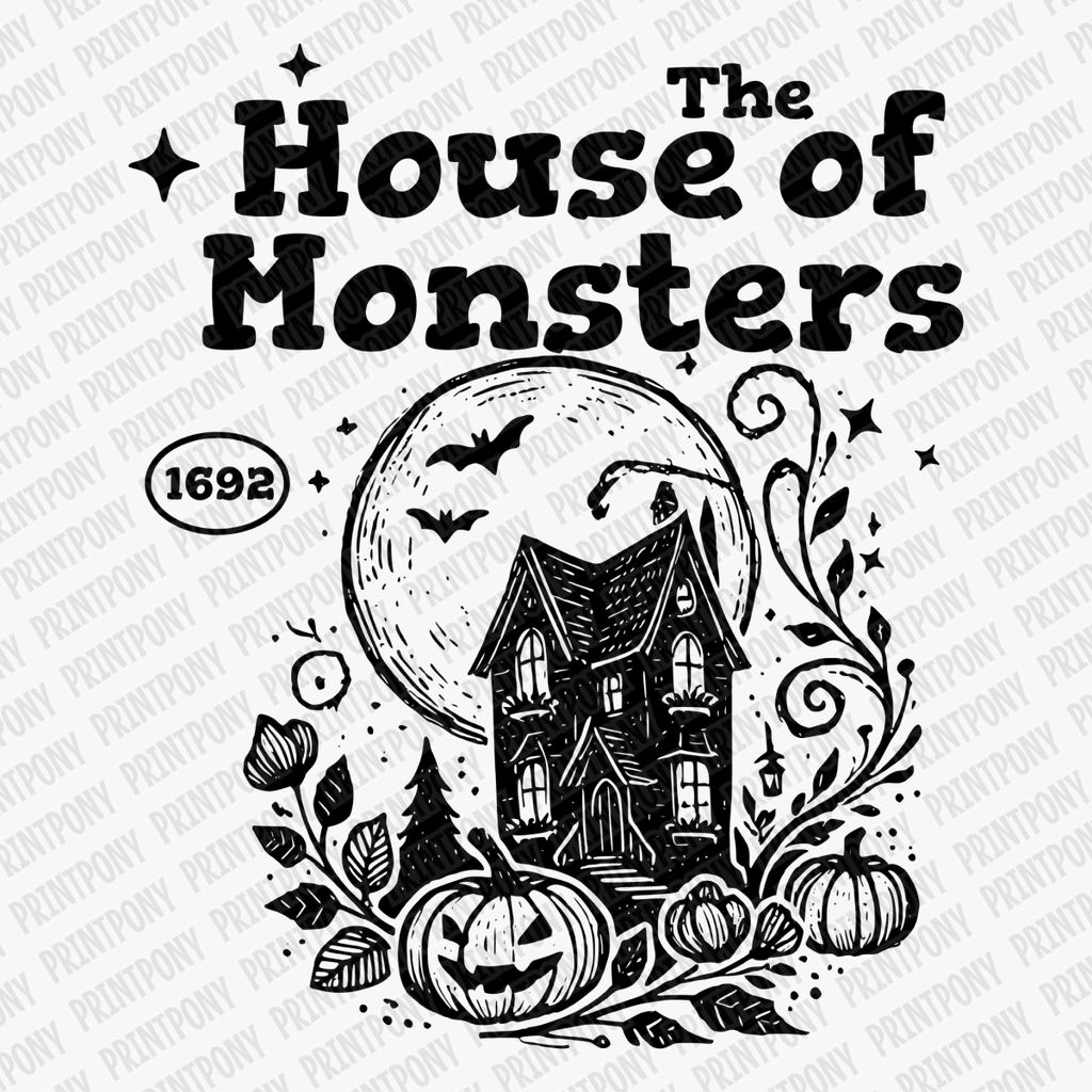 The House of Monsters Halloween DTF Transfer - PrintPony