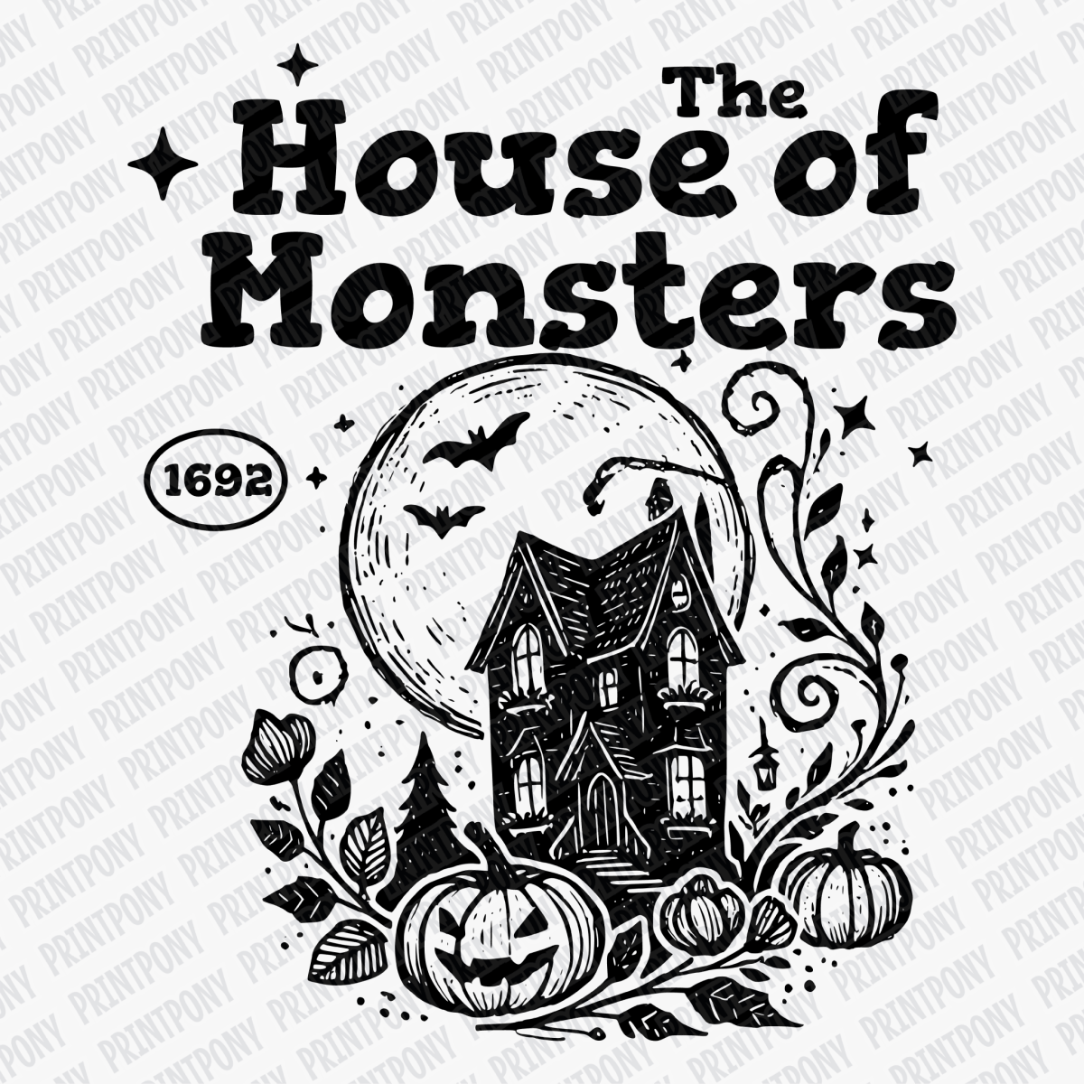 The House of Monsters Halloween DTF Transfer - PrintPony