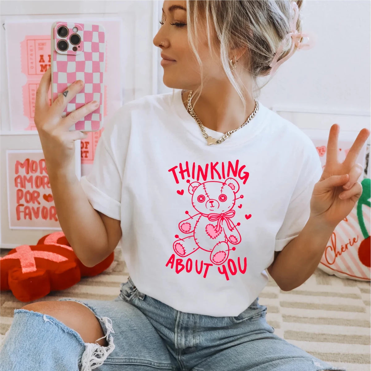 Thinking About You | Valentine's Day DTF Transfer - PrintPony