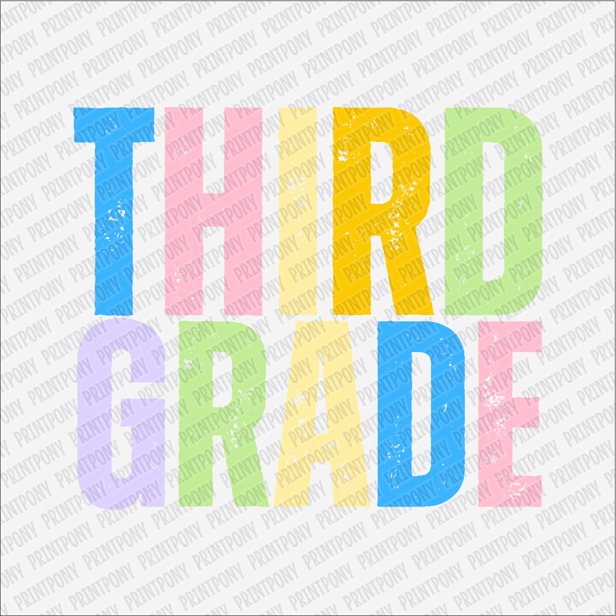 Third Grade Bright Pastel - DTF Transfer - PrintPony®