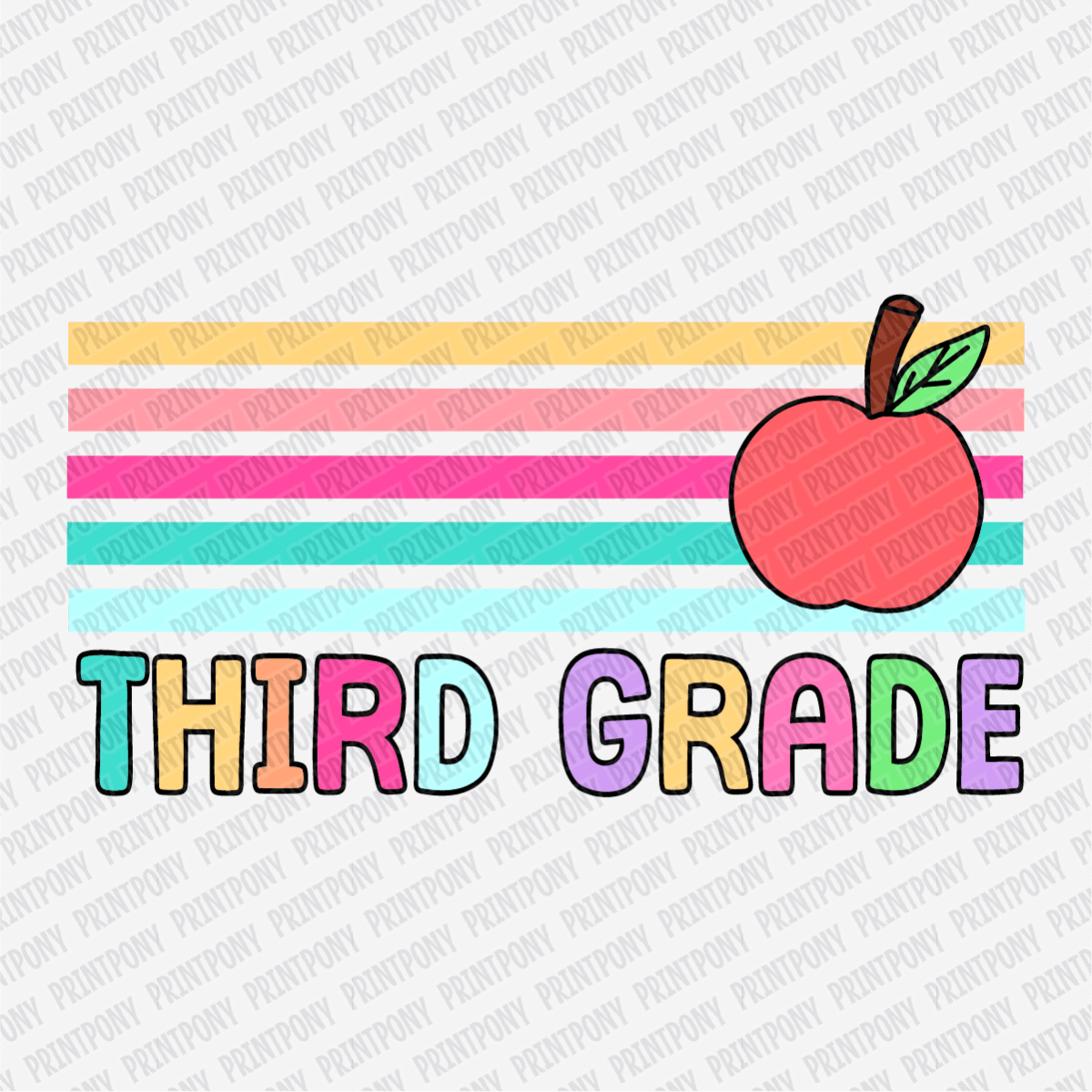Third Grade Stripes - DTF Transfer - PrintPony