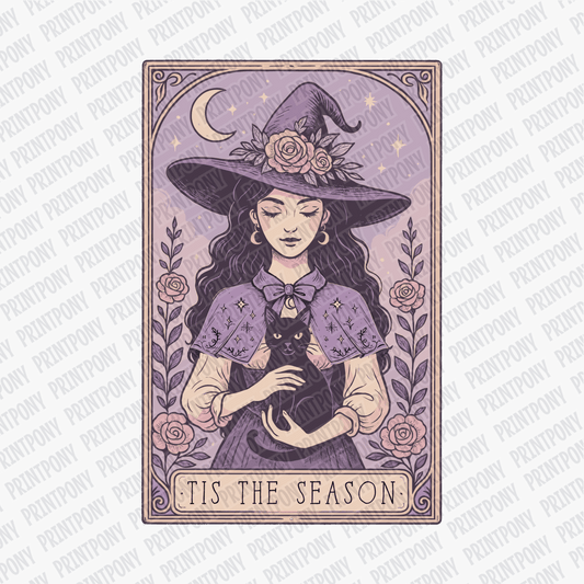 Tis' the Season Witch and Cat Halloween DTF Transfer - PrintPony™