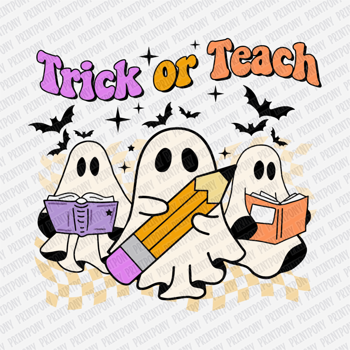 Trick or Teach Ghost Halloween DTF Transfer - PrintPony
