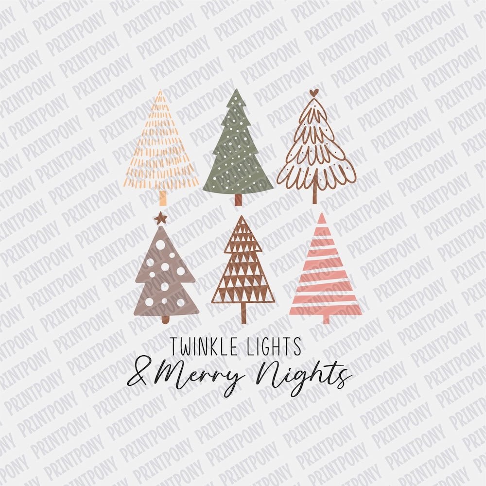 Twinkle Lights & Merry Nights Boho DTF transfer - Print Pony‚Ñ¢