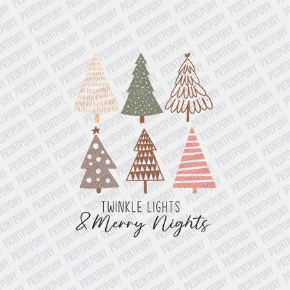 Twinkle Lights & Merry Nights Boho DTF transfer - Print Pony‚Ñ¢