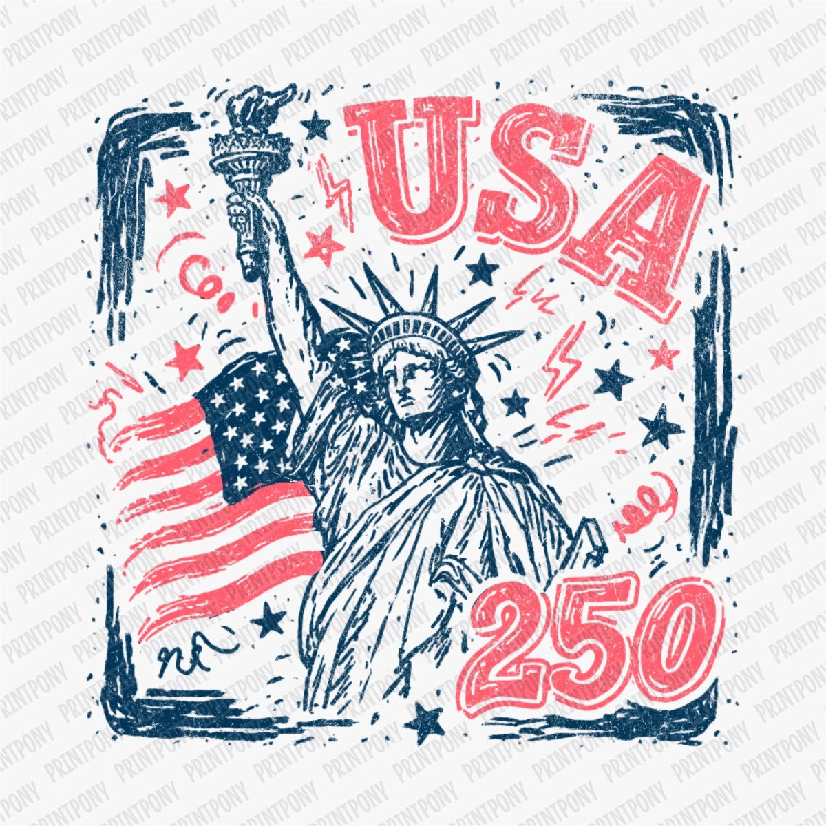 USA 250 Liberty Patriotic DTF Transfer - PrintPony