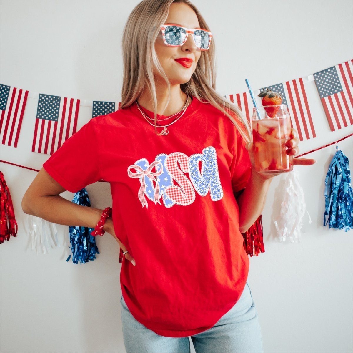 USA Lacey Coquette Patriotic DTF transfer - PrintPony