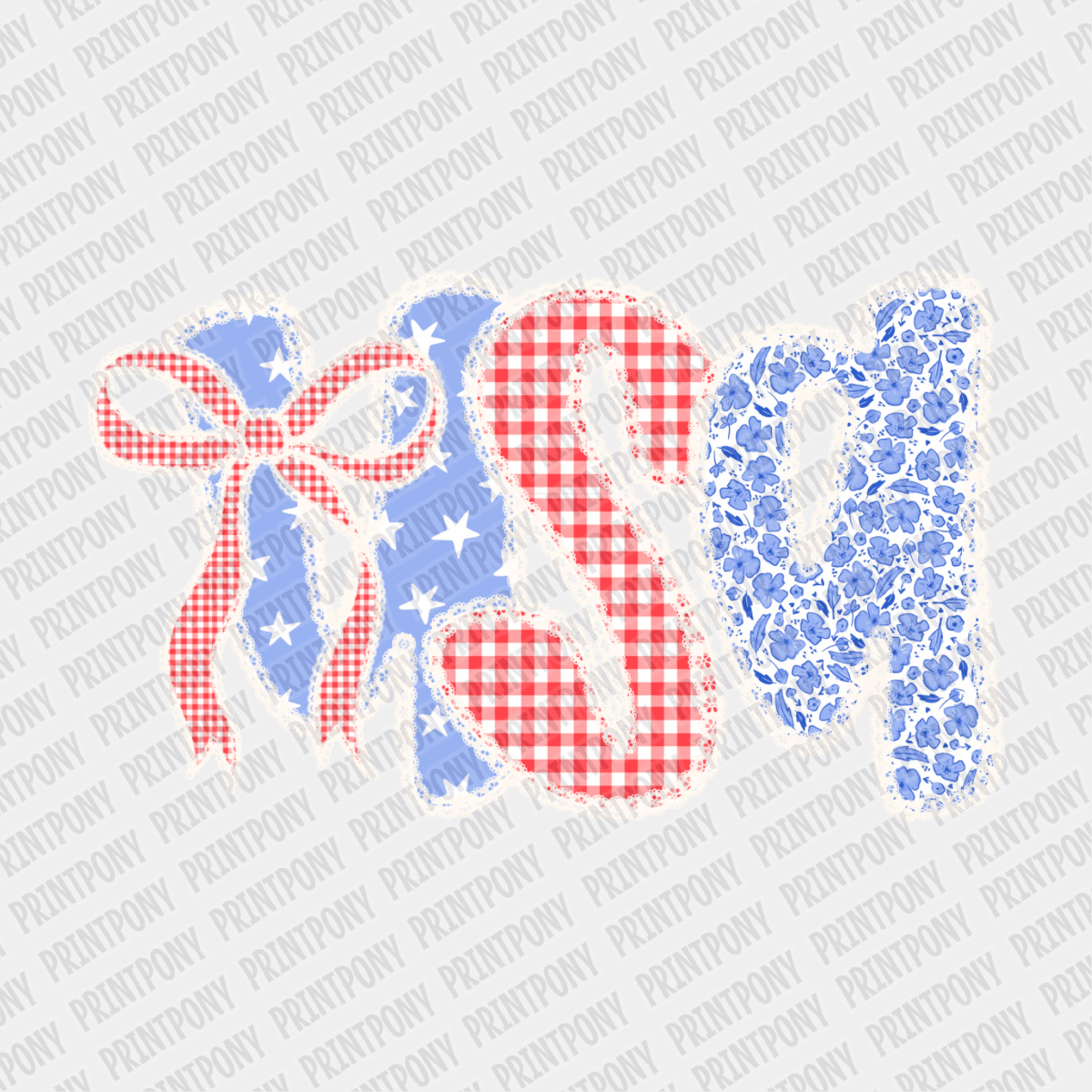 USA Lacey Coquette Patriotic DTF transfer - PrintPony