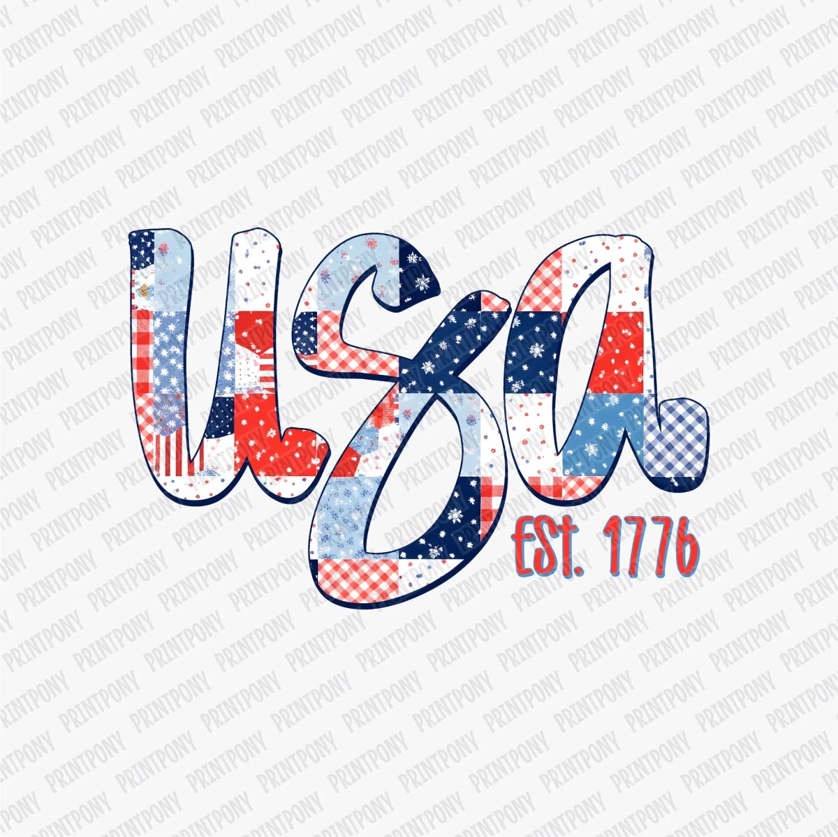 USA Patchwork Patriotic DTF transfer - PrintPony