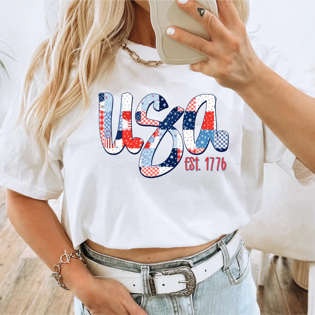 USA Patchwork Patriotic DTF transfer - PrintPony