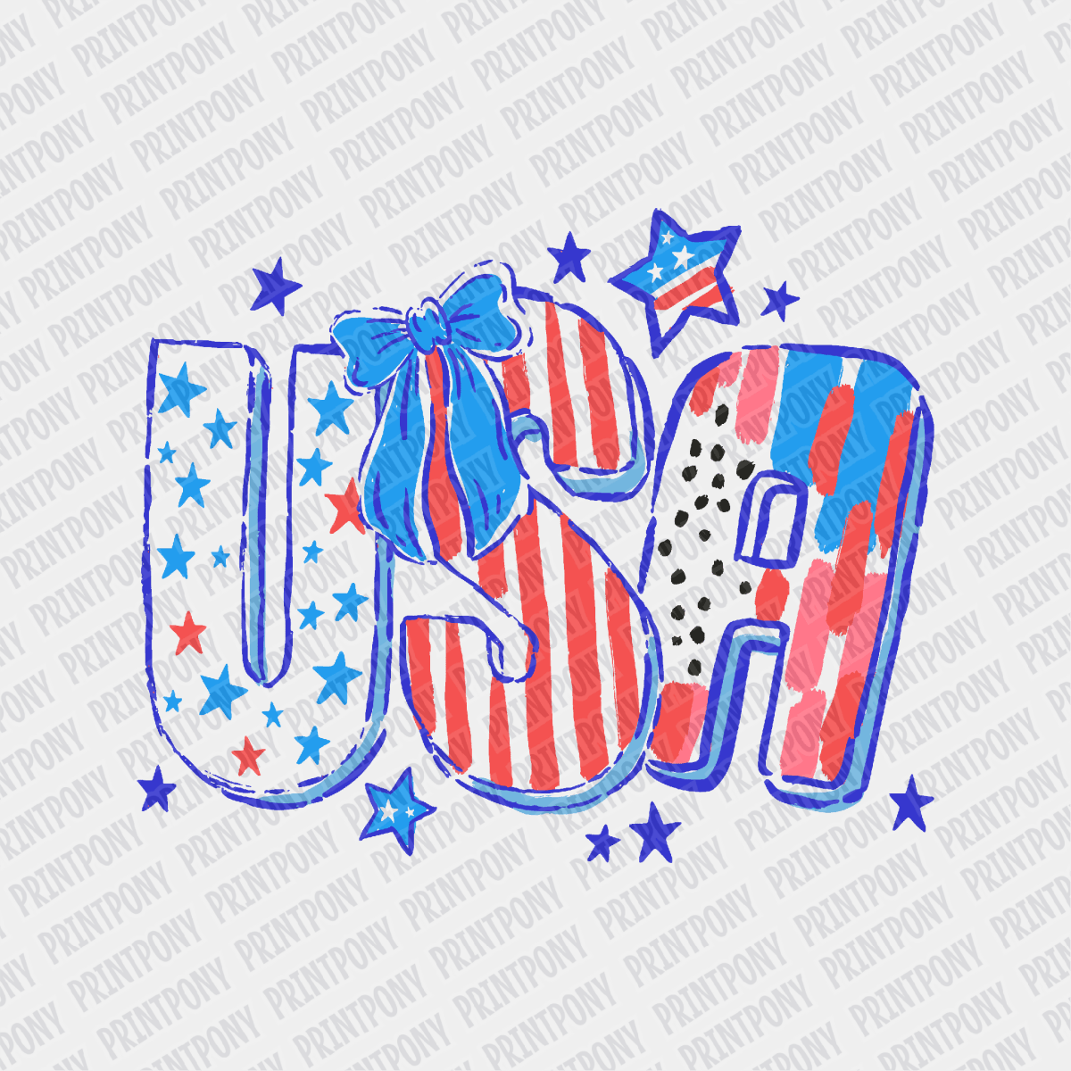 USA Stars and Stripes Patriotic DTF transfer - PrintPony