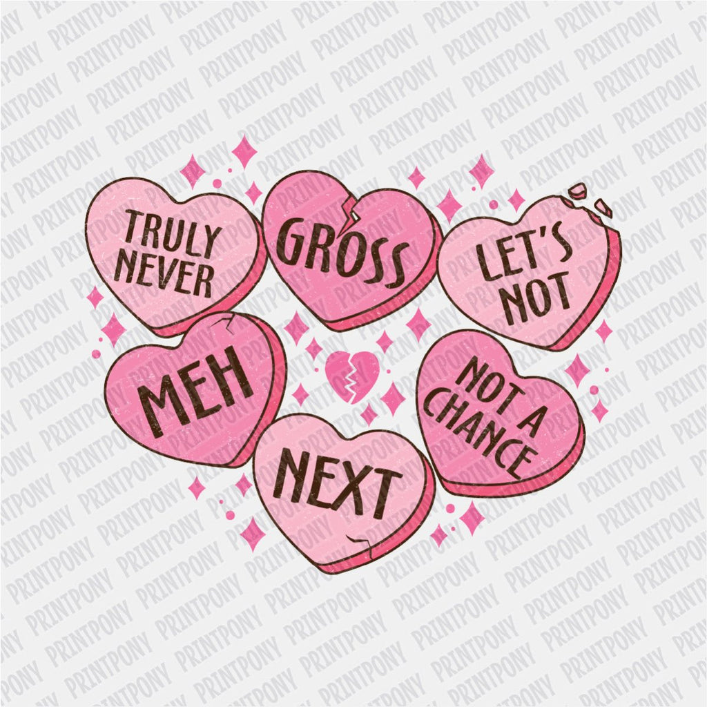 Valentine Candy Hearts DTF Transfer - PrintPony