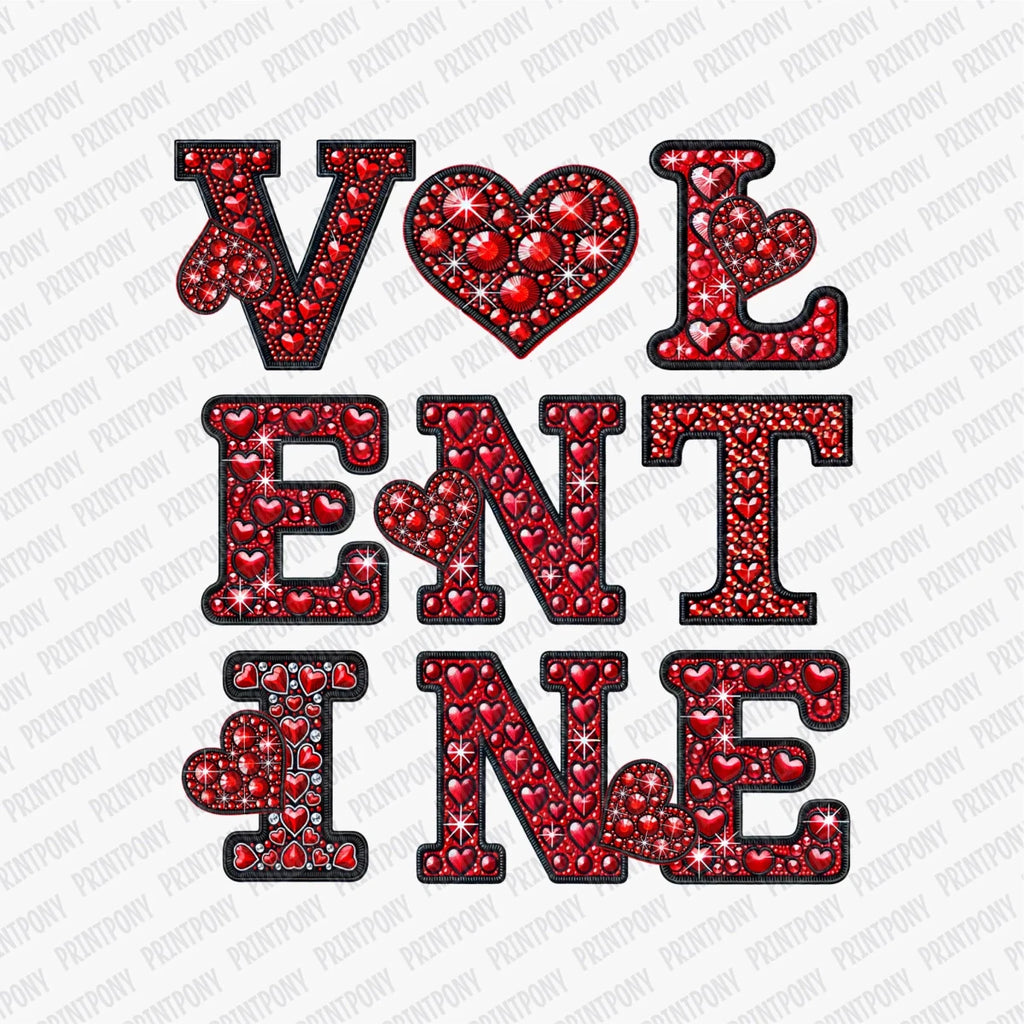 Valentine Faux Rhinestone Valentine's DTF Transfer - PrintPony